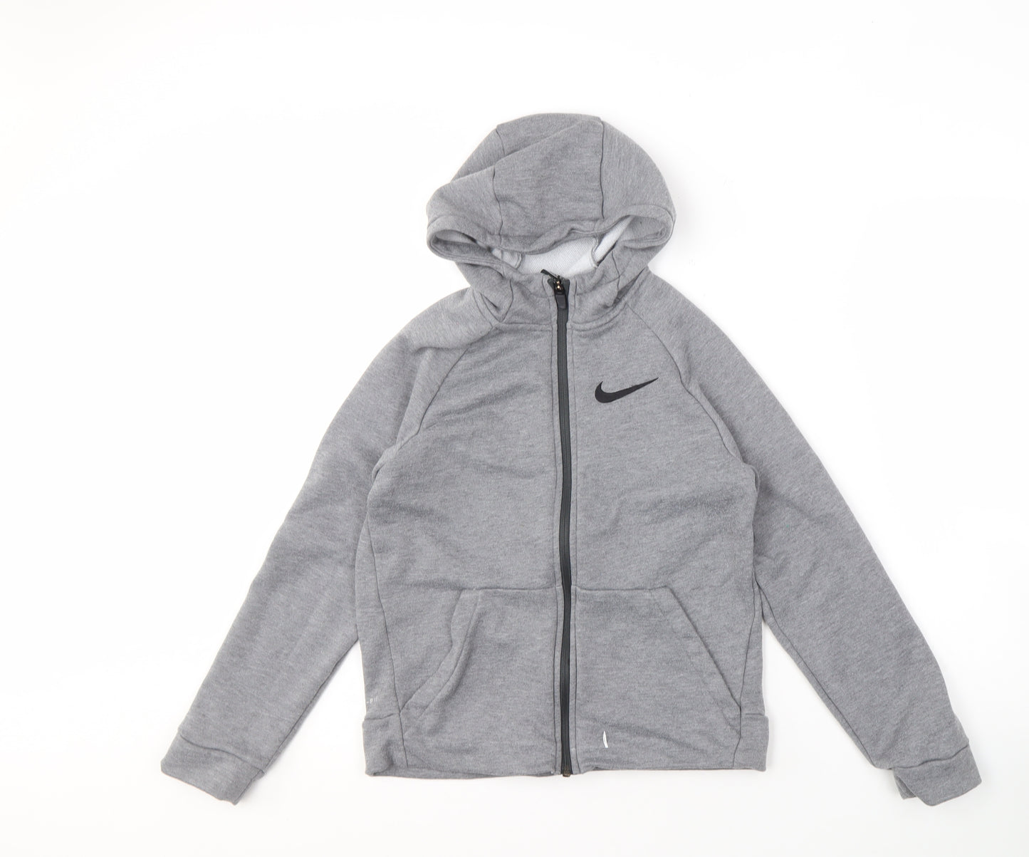 Nike Boys Grey Full Zip Hoodie - Size L, Perfect for School and Gym