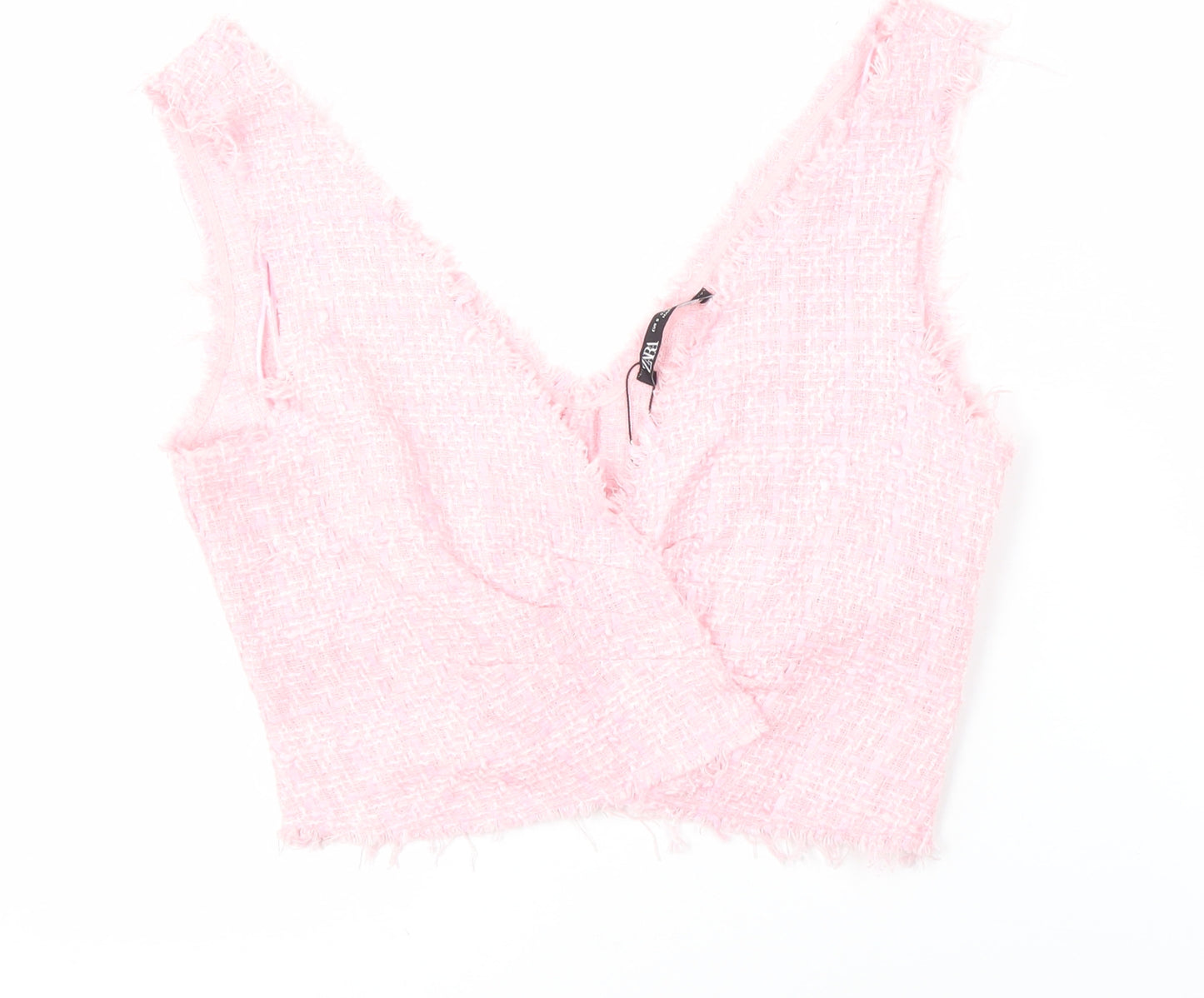Zara Women's Pink Cropped Blouse - Size S
