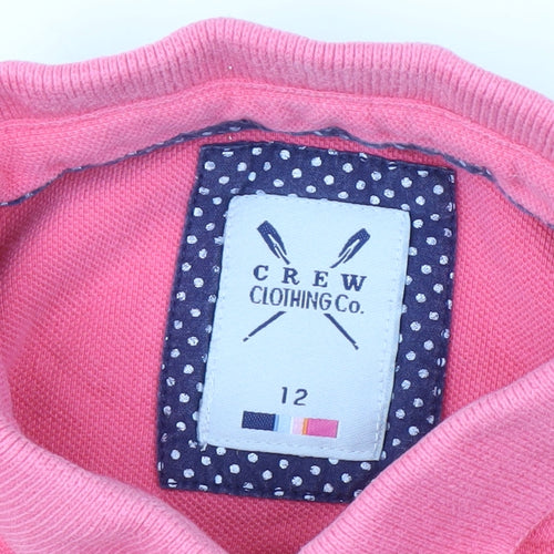 Crew Clothing Women's Pink Polo Shirt Size 12 Cotton