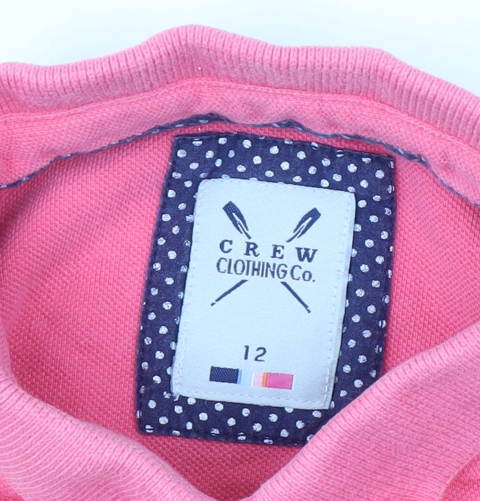 Crew Clothing Women's Pink Polo Shirt Size 12 Cotton