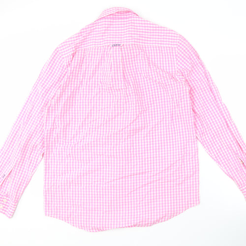Crew Clothing Co. Men's Pink Check Long Sleeve Button-Up