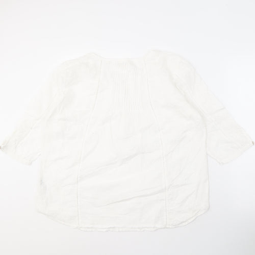 Fat Face Women's White Blouse, Size 18, 3/4 Sleeve
