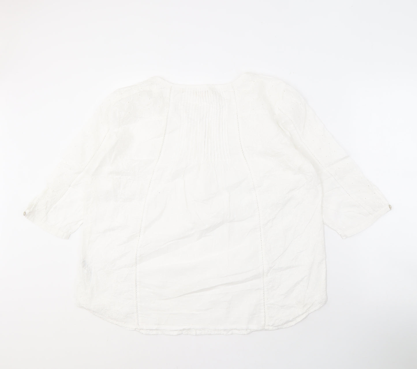 Fat Face Women's White Blouse, Size 18, 3/4 Sleeve