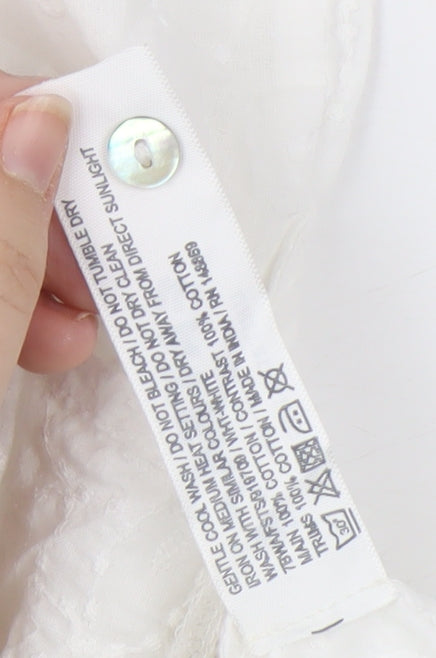 Fat Face Women's White Blouse, Size 18, 3/4 Sleeve