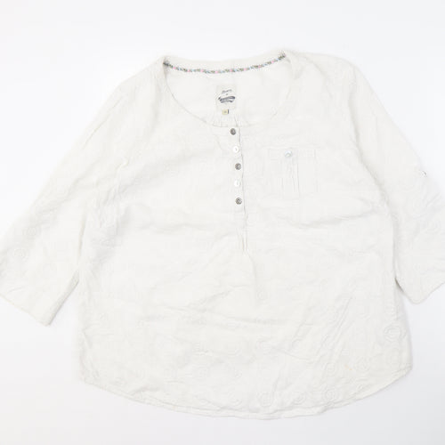 Mantaray Women's White Cotton Blouse Size 18
