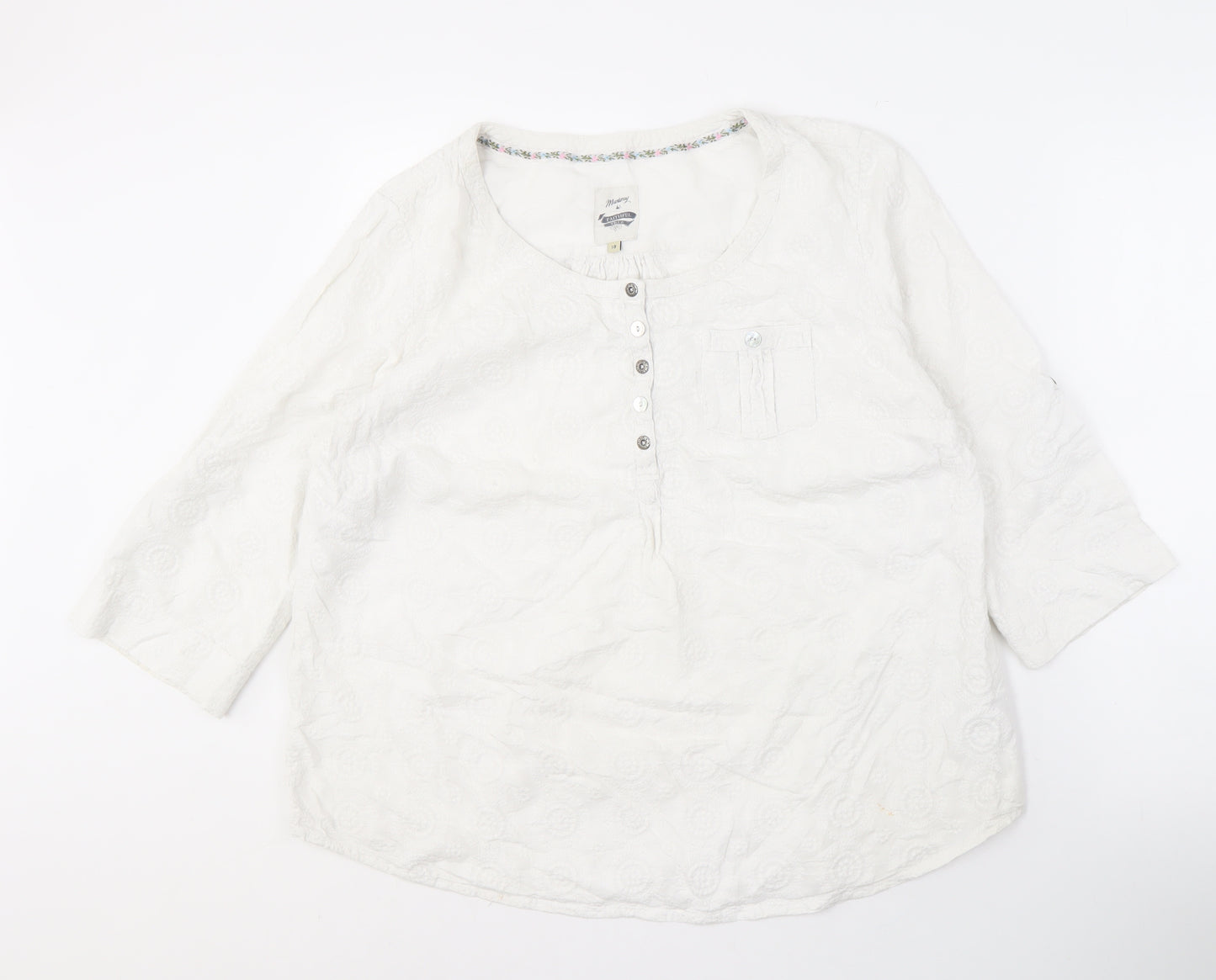 Mantaray Women's White Cotton Blouse Size 18