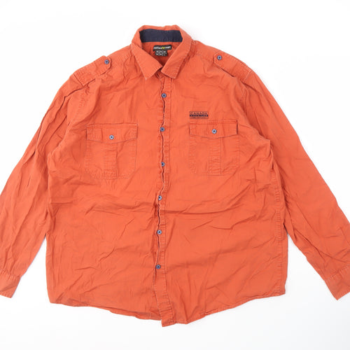 Atlasformen Men's Orange Long Sleeve Cotton Shirt - L
