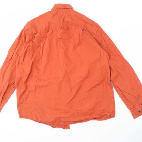 Atlasformen Men's Orange Long Sleeve Cotton Shirt - L