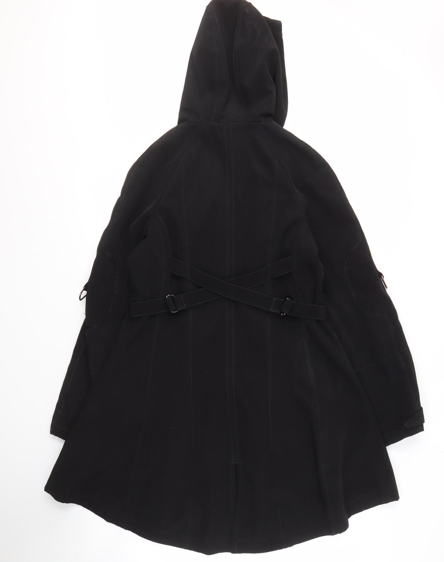 Next Women's Black Polyester Long Parka Coat - Size 16