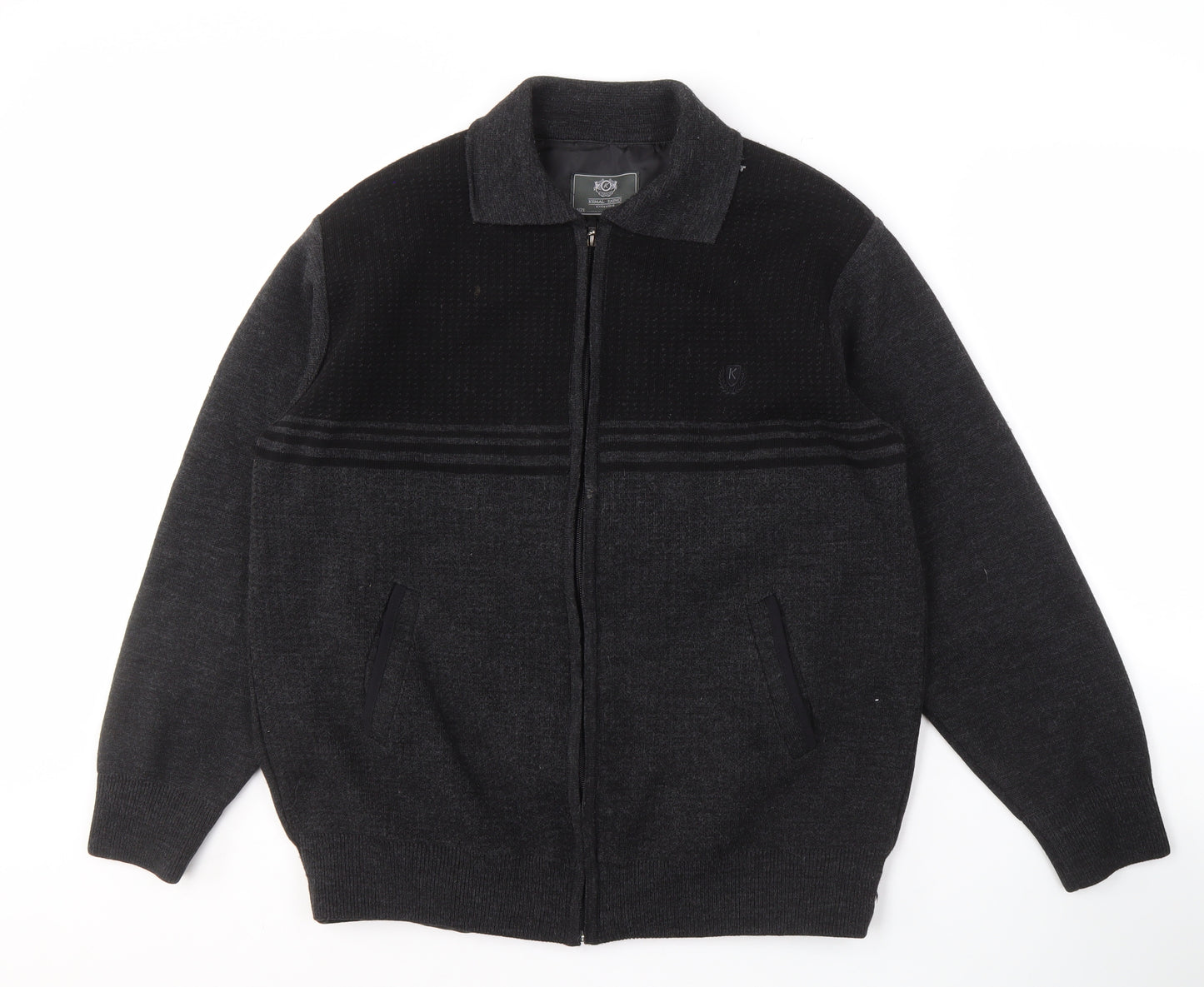 Kemal Ekinci Men's Black XL Jacket, Full Zip, Wool Blend