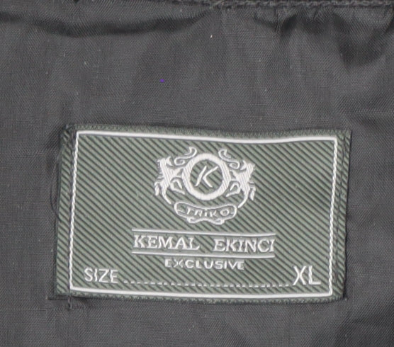 Kemal Ekinci Men's Black XL Jacket, Full Zip, Wool Blend
