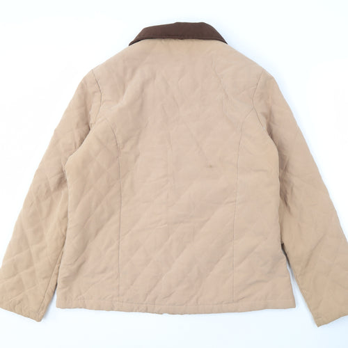 Isle Women's Beige Quilted Jacket Size 14 Lined Casual