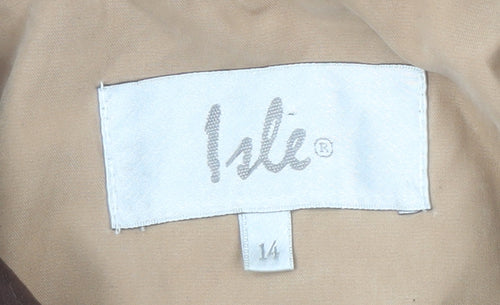 Isle Women's Beige Quilted Jacket Size 14 Lined Casual