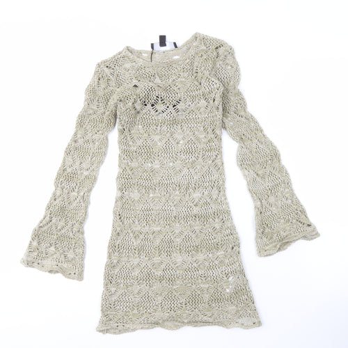 EGO Women's Beige Open-Knit Pullover Jumper, Size S