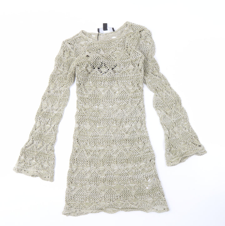 EGO Women's Beige Open-Knit Pullover Jumper, Size S