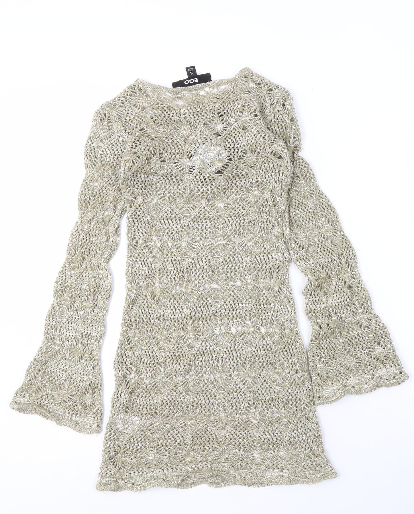 EGO Women's Beige Open-Knit Pullover Jumper, Size S