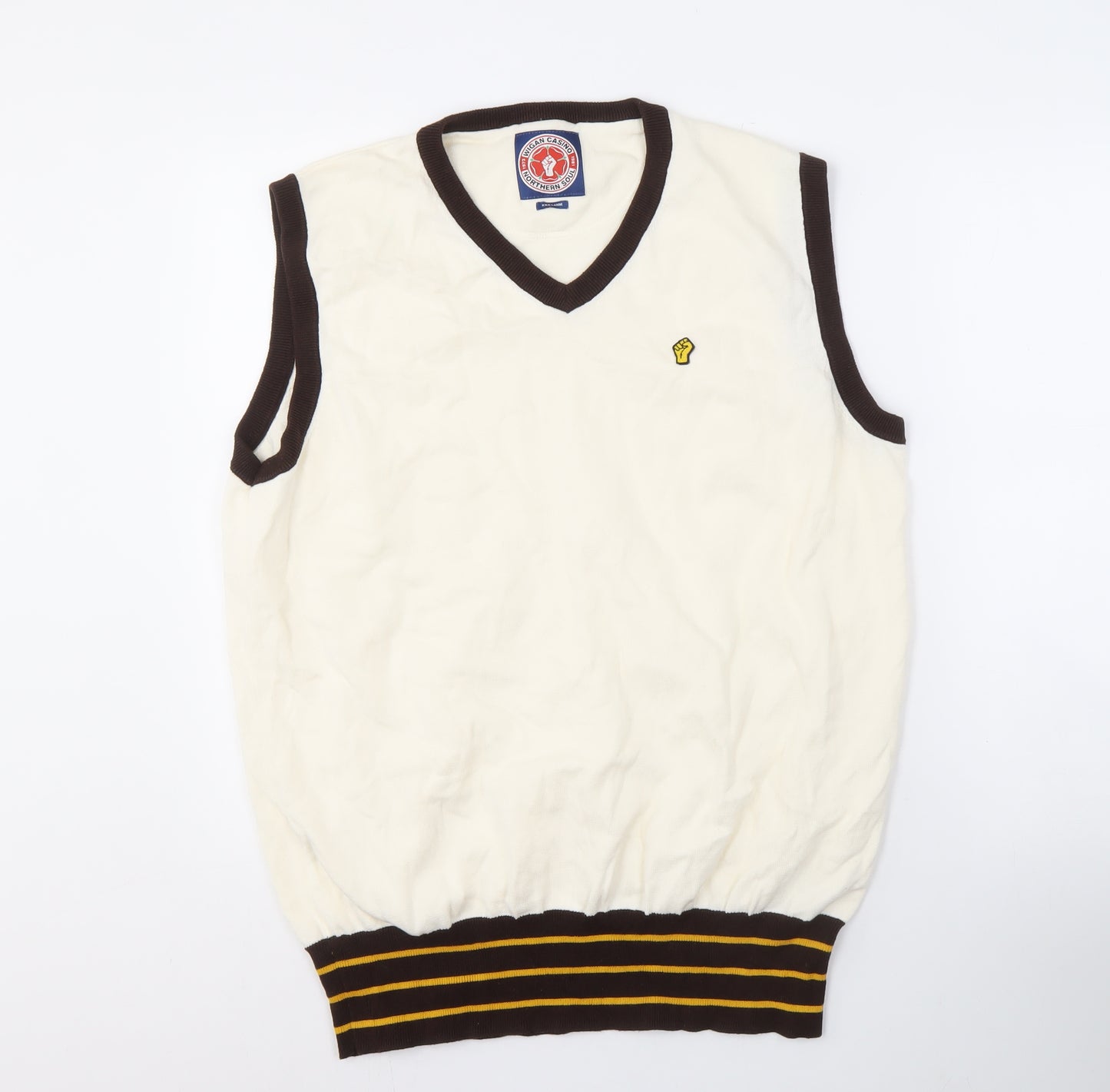 skaandsoul Men's Ivory 3XL Vest Knit Retro