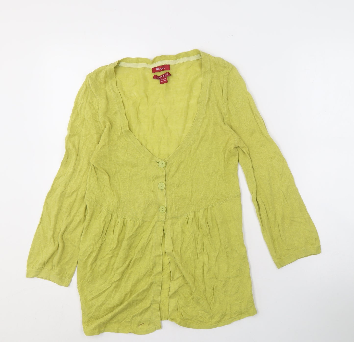 Morgan Women's Green V-Neck Cardigan M Lightweight