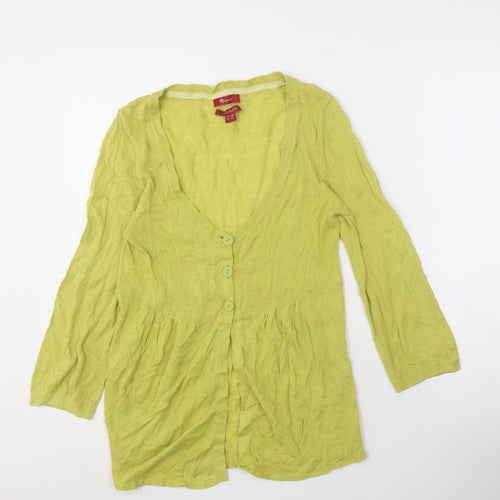 Missoni Women's Green Cardigan, Size 12, V-Neck, Linen Blend