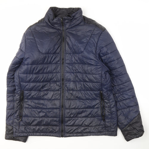 Marks and Spencer Men's Blue Puffer Jacket, Size L