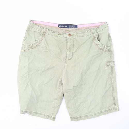 Life is good Women's Green XL Cotton Casual Shorts