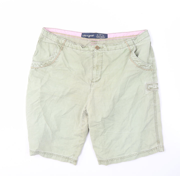Life is good Women's Green XL Cotton Casual Shorts