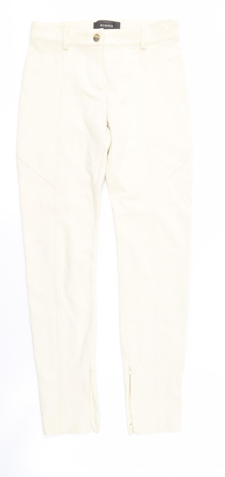 Pinko Women's Ivory Trousers, Size 10, Ankle Zip
