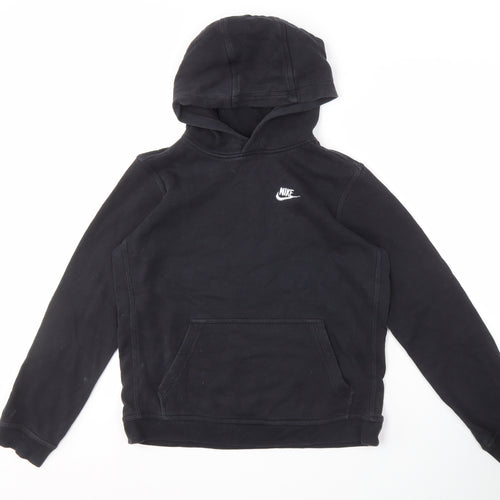 Nike Boys Black XL Pullover Hoodie with Logo, Casual Comfort