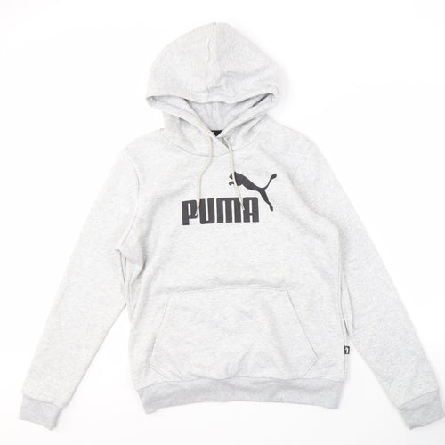 Puma Men's Grey Medium Pullover Hoodie with Logo