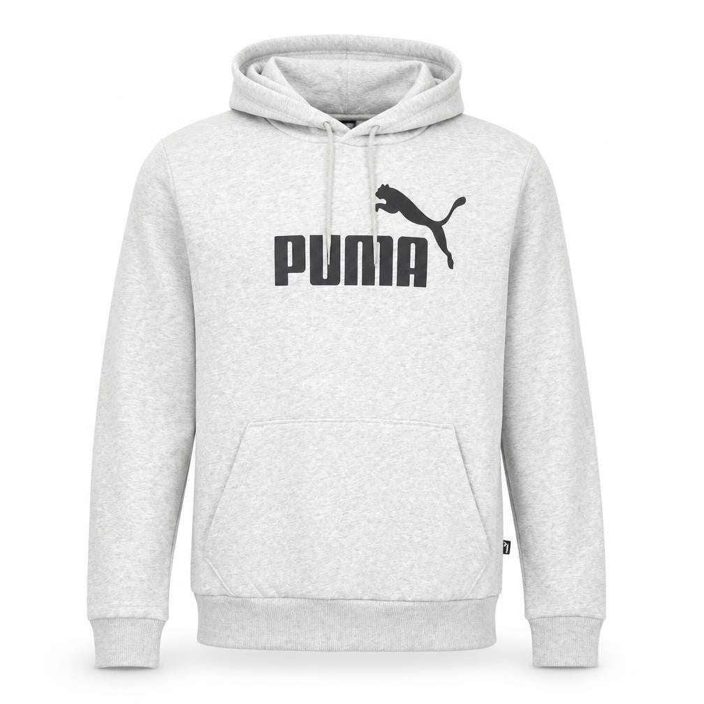 Front view of Puma Men's Grey Medium Pullover Hoodie with Logo
