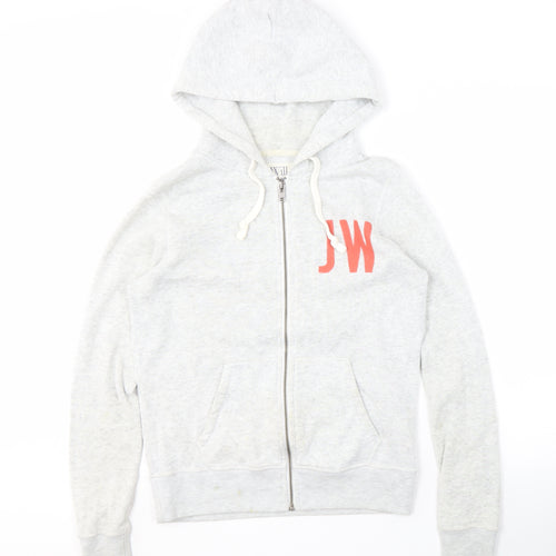 Jack Wills Women's Grey Full Zip Hoodie, Size 10