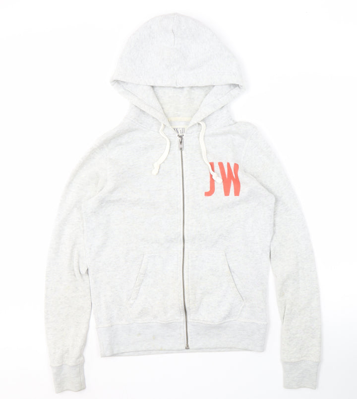 Jack Wills Women's Grey Full Zip Hoodie, Size 10
