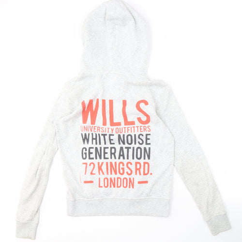Jack Wills Women's Grey Full Zip Hoodie, Size 10