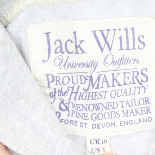 Jack Wills Women's Grey Full Zip Hoodie, Size 10