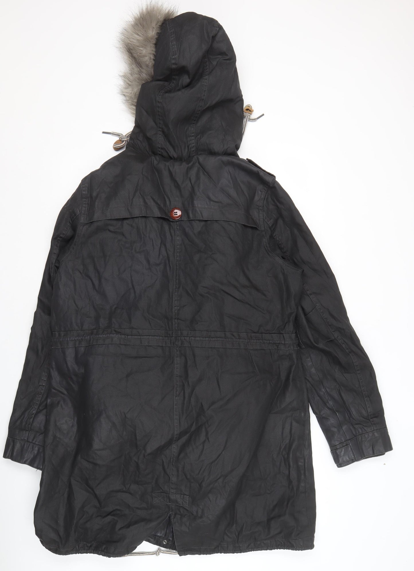 White Stuff Women's Black Parka Size 16 Lined Hooded