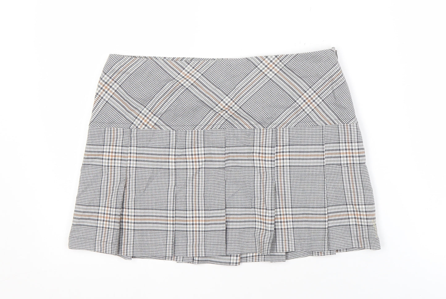 Superdry Women’s Grey Pleated Check Skirt Size 8