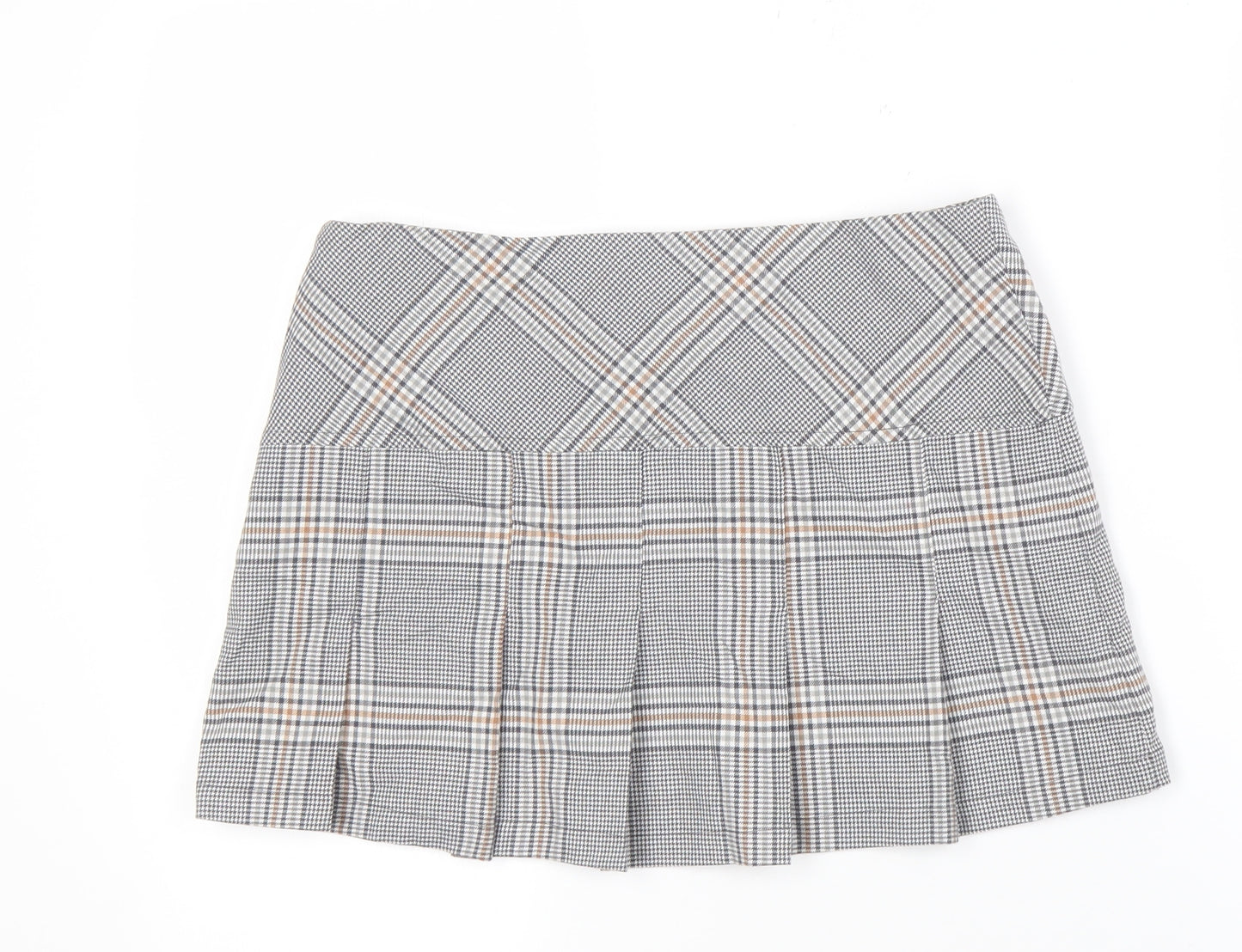 Superdry Women’s Grey Pleated Check Skirt Size 8