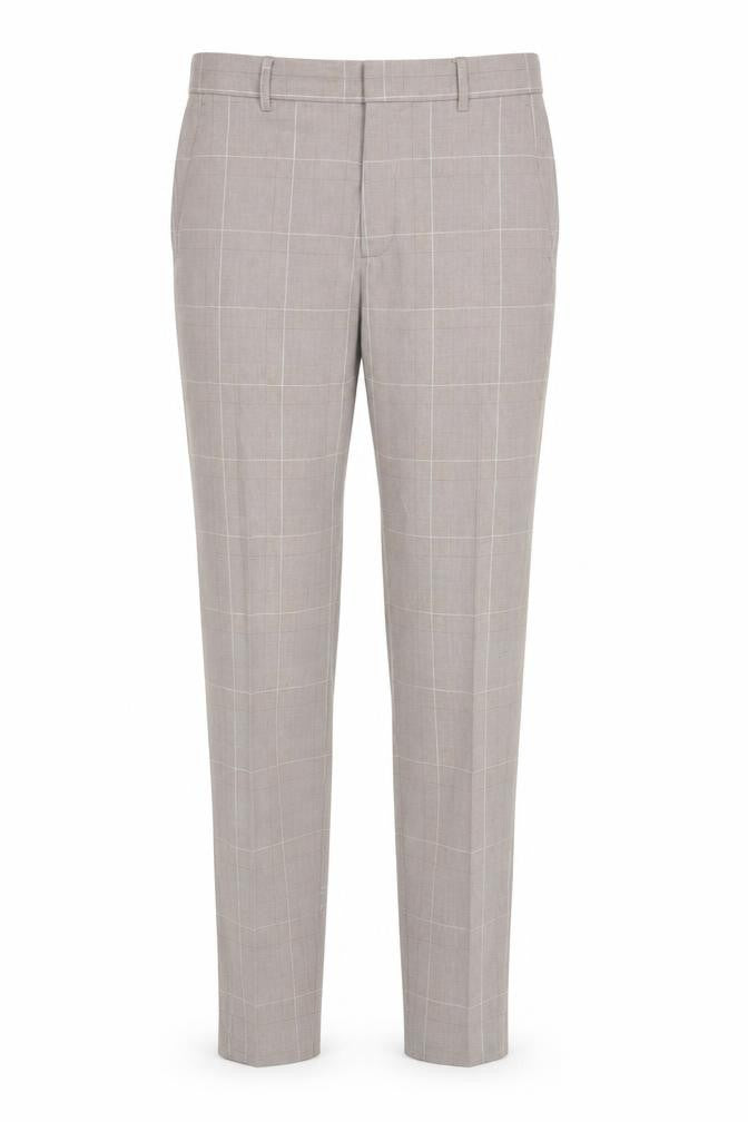 H&M Women’s Beige Check Slim Fit Trousers Size 8