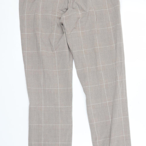 H&M Women’s Beige Check Slim Fit Trousers Size 8