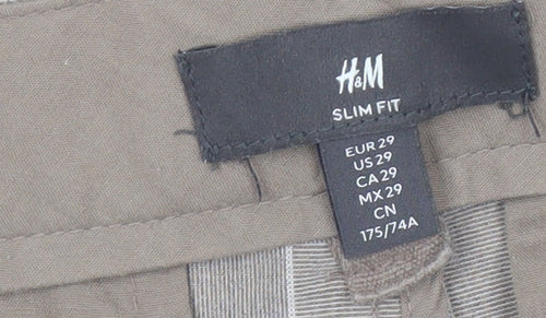 H&M Women’s Beige Check Slim Fit Trousers Size 8