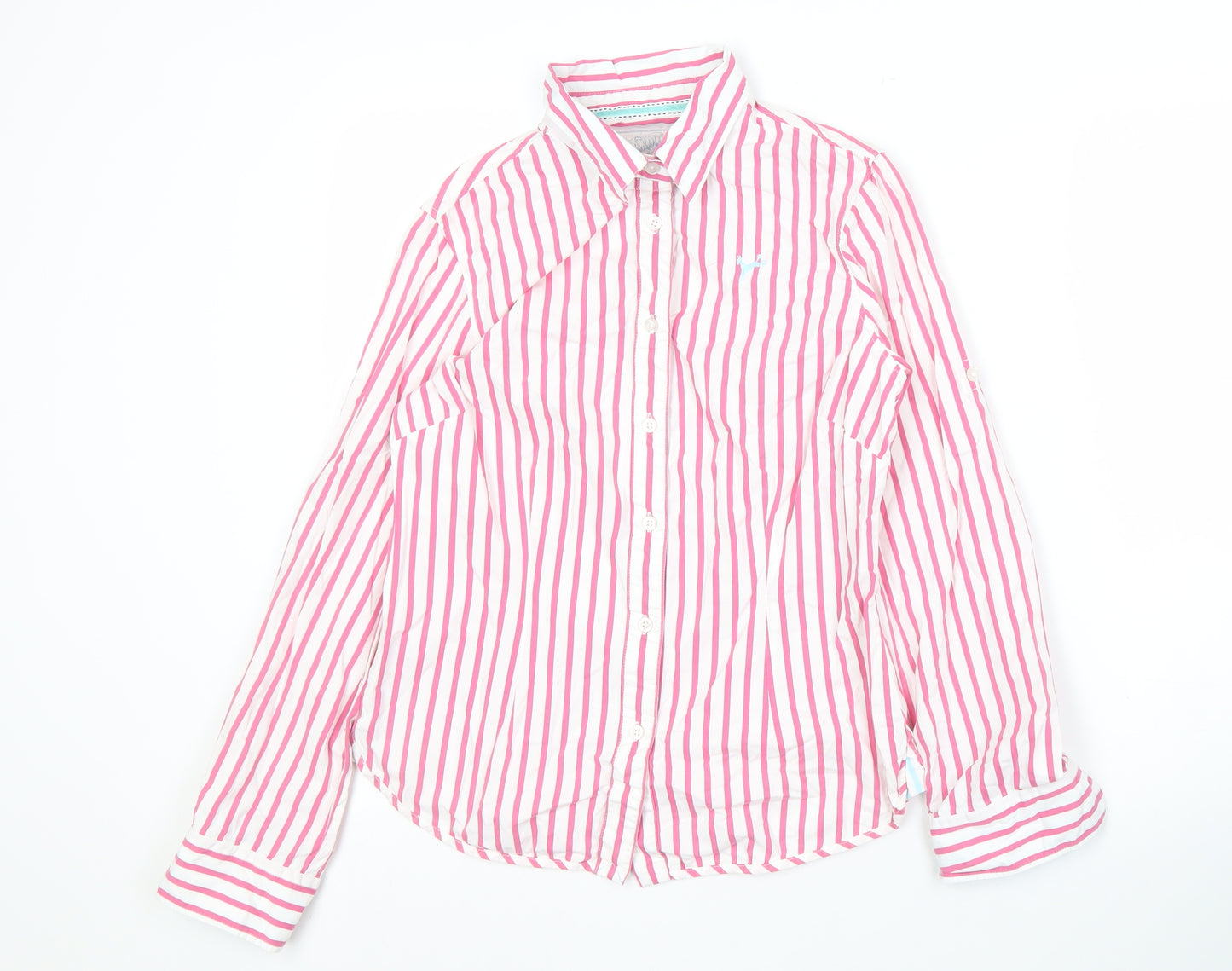 Joules Women's Pink Striped Button-Up Shirt Size 10