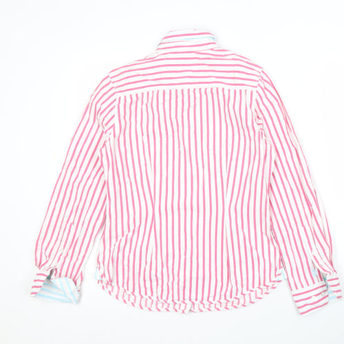 Joules Women's Pink Striped Button-Up Shirt Size 10