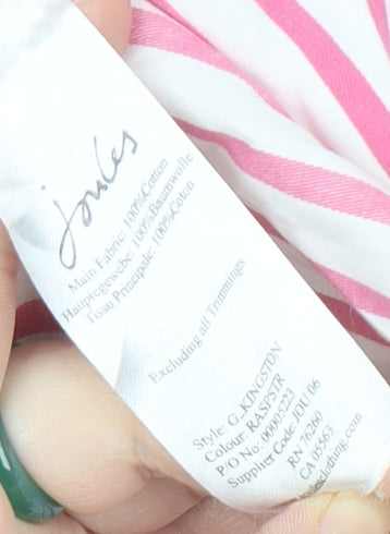 Joules Women's Pink Striped Button-Up Shirt Size 10