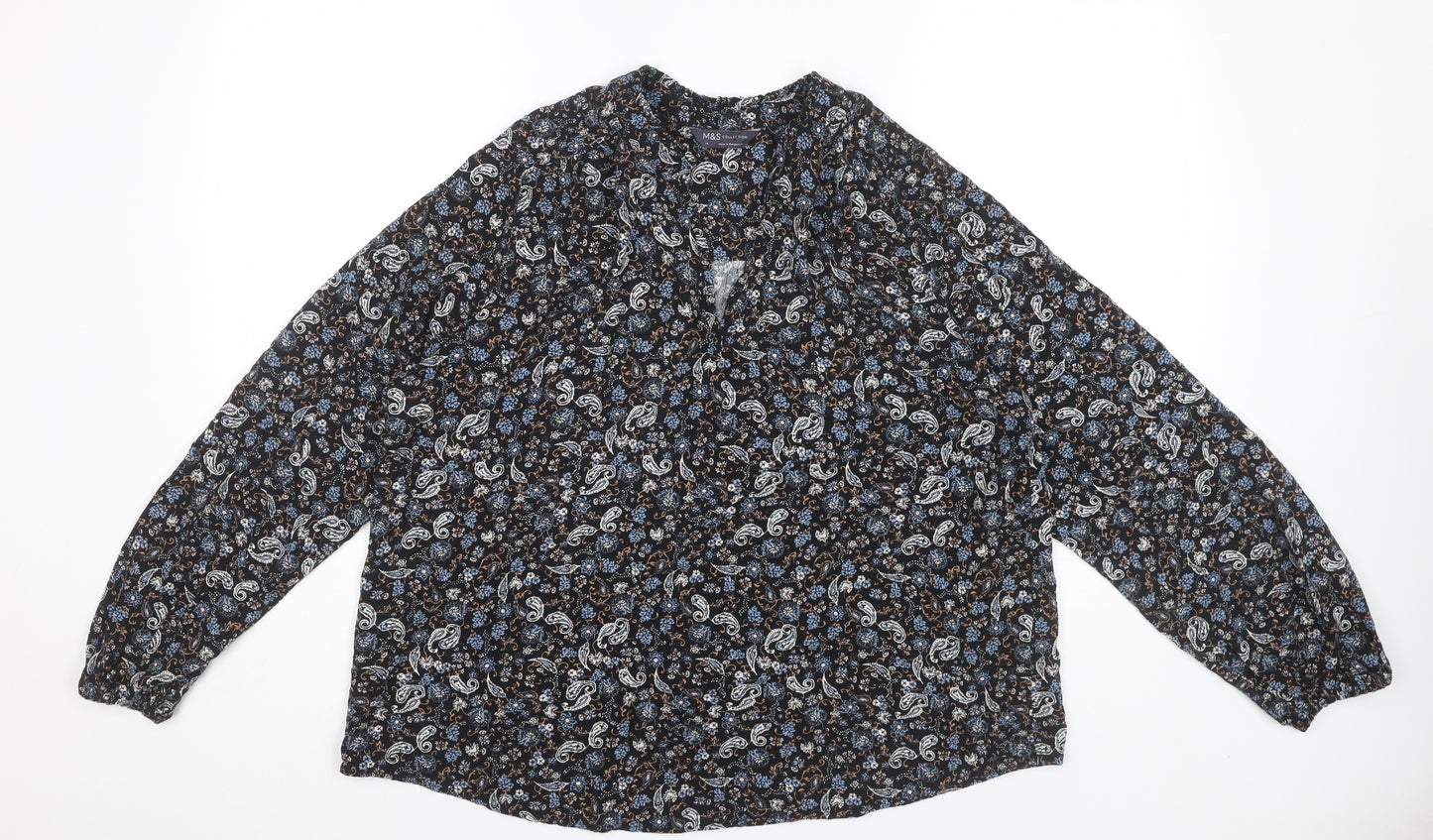 Marks and Spencer Women's Blue Paisley Blouse Size 14
