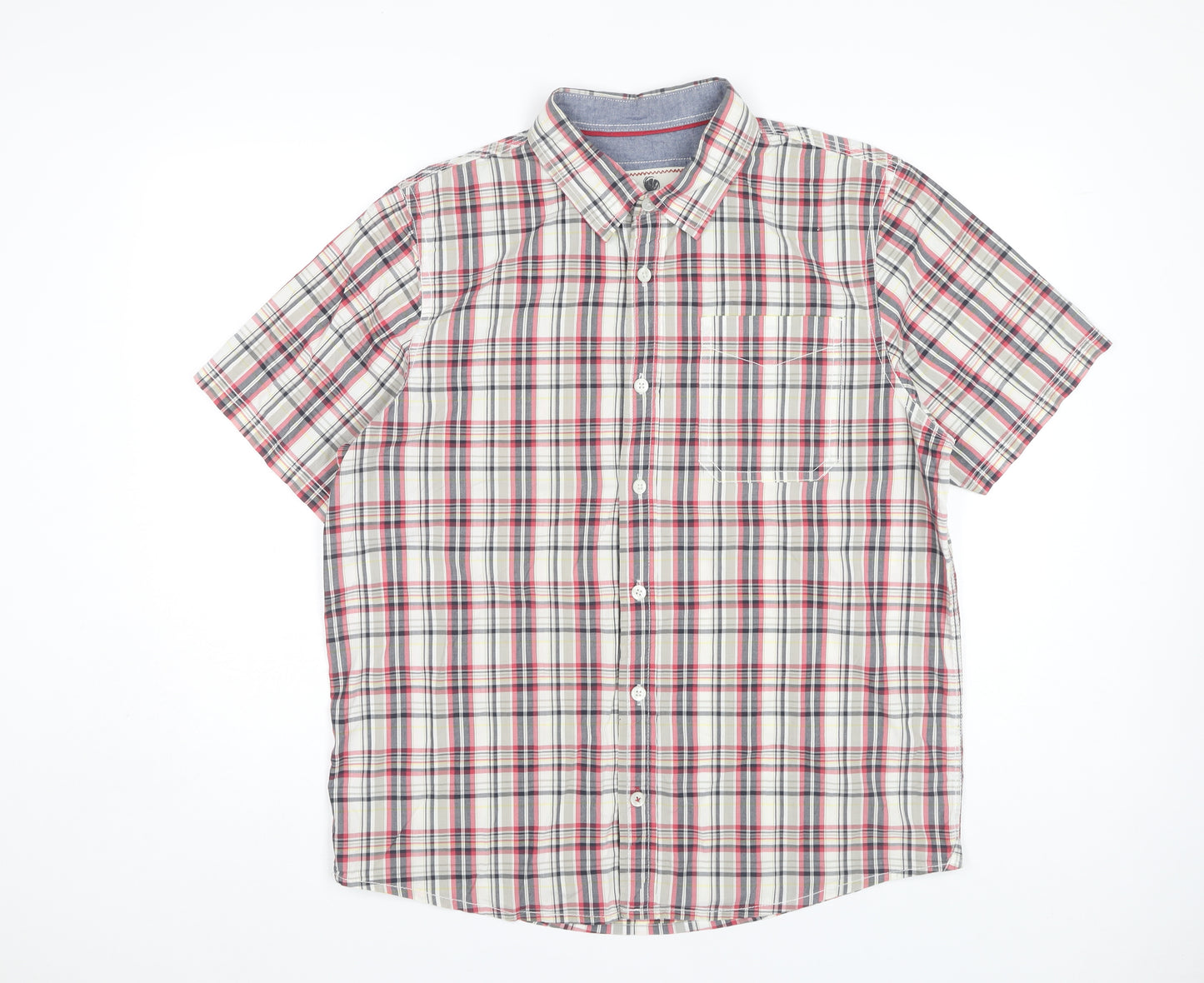 Fat Face Men's Plaid Multicoloured Short Sleeve Shirt L