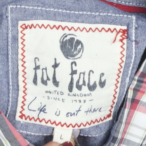 Fat Face Men's Plaid Multicoloured Short Sleeve Shirt L
