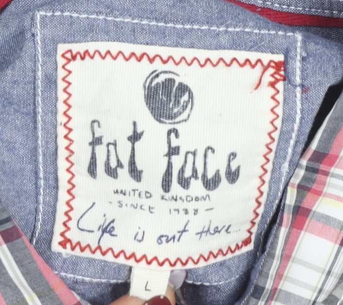 Fat Face Men's Plaid Multicoloured Short Sleeve Shirt L
