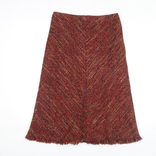Marks and Spencer Women's Red Midi Skirt, Size 10, Herringbone