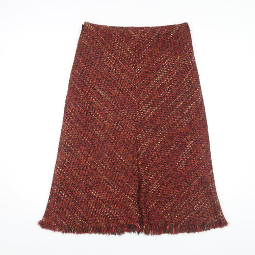 Marks and Spencer Women's Red Midi Skirt, Size 10, Herringbone