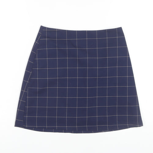 Monki Women's Blue Check Pencil Skirt Size 8